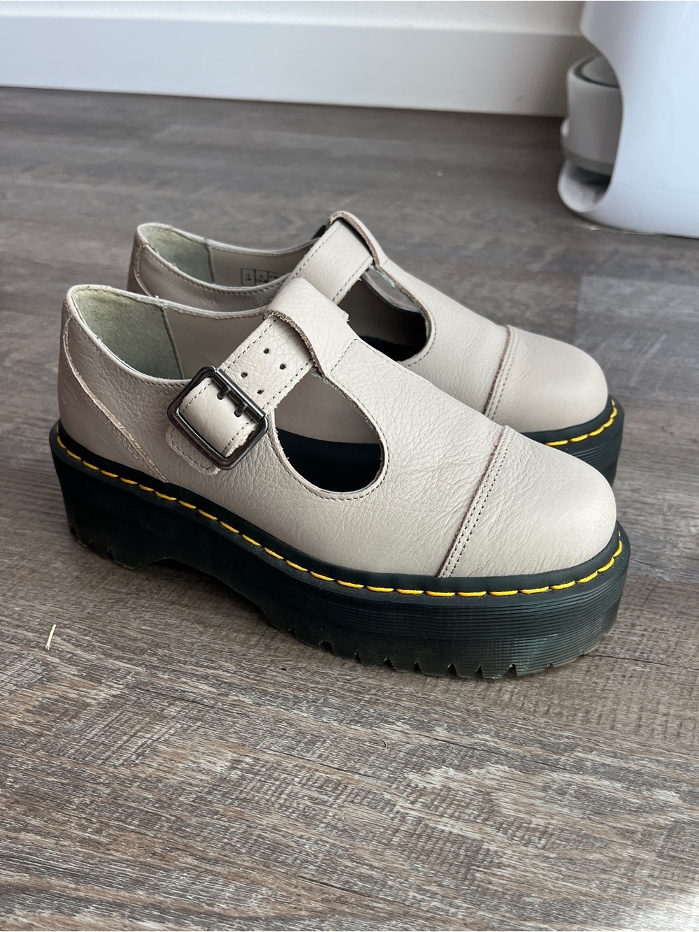 Dr. Martens Bethan Pisa Leather Platform Mary Jane — Vintage Taupe - Picture 8 of 11